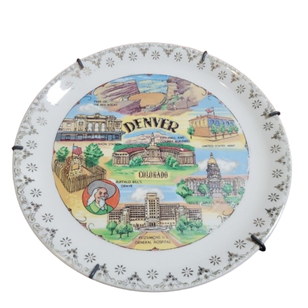 Denver plate vintage colorado united states mint buffalo Bill's grave